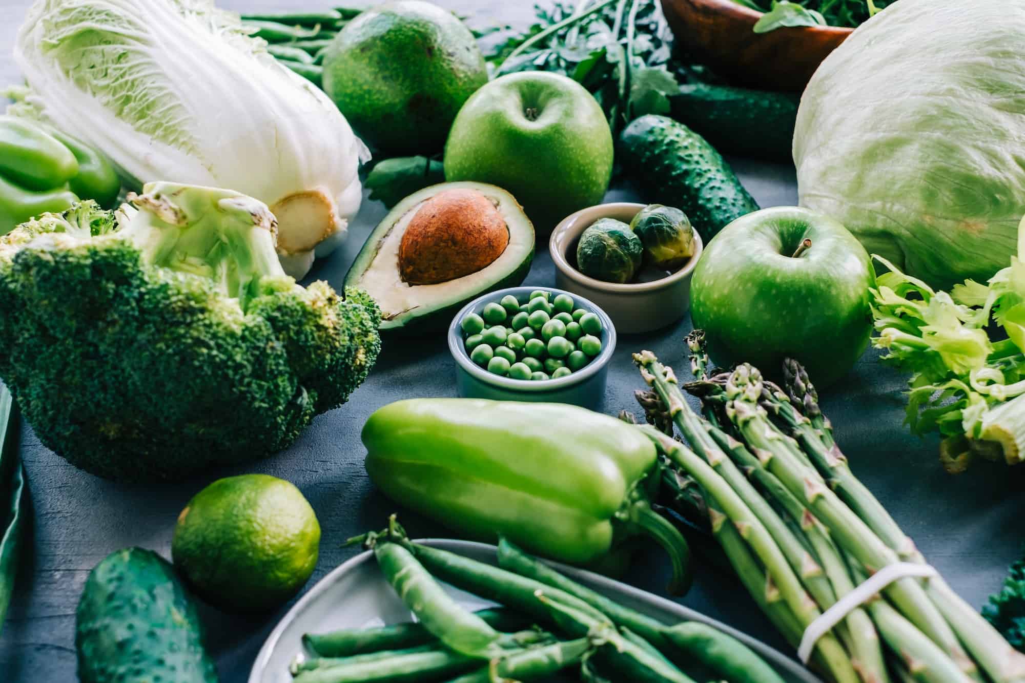 Healthy organic green food, assortment of fresh vegetables