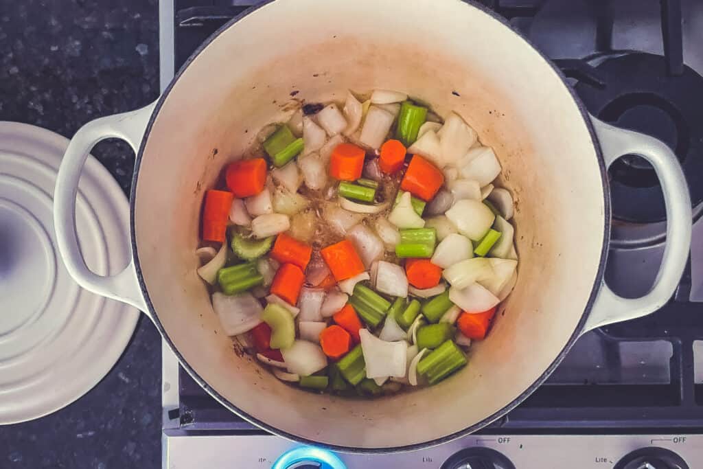 sauteed mirepoix for braising short ribs