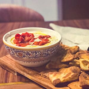 whipped feta dip with roasted cherry tomatoes