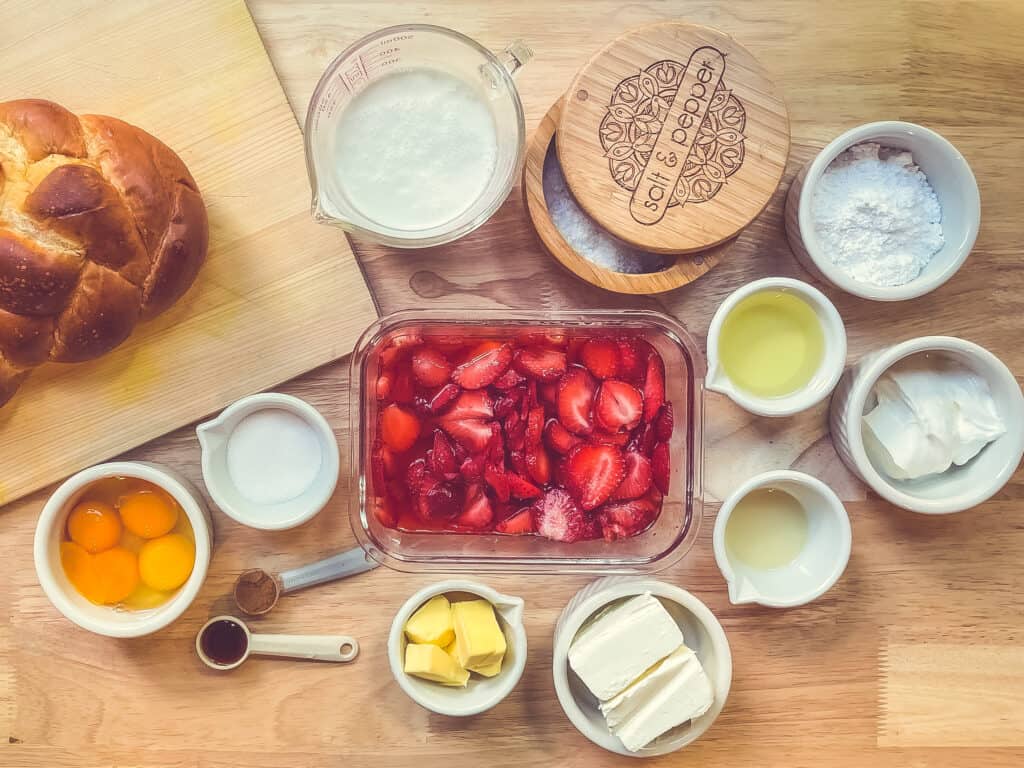 Caramelized Stuffed French Toast with Strawberries ingredients