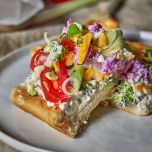 Cold Vegetable Cream Cheese Pizza