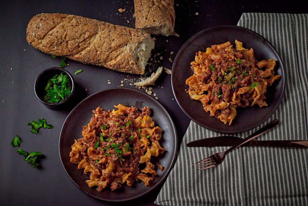 Homemade Bolognese Sauce with Gigli Pasta