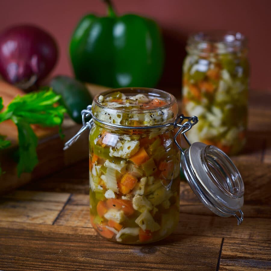 Homemade Chicago Giardiniera Recipe - Spicy Condiment - Gimme From Scratch