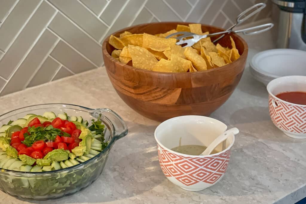 Taco Bar Party Side Dishes Setup