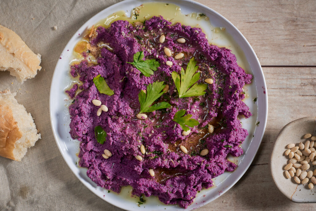 roasted garlic purple cauliflower hummus recipe