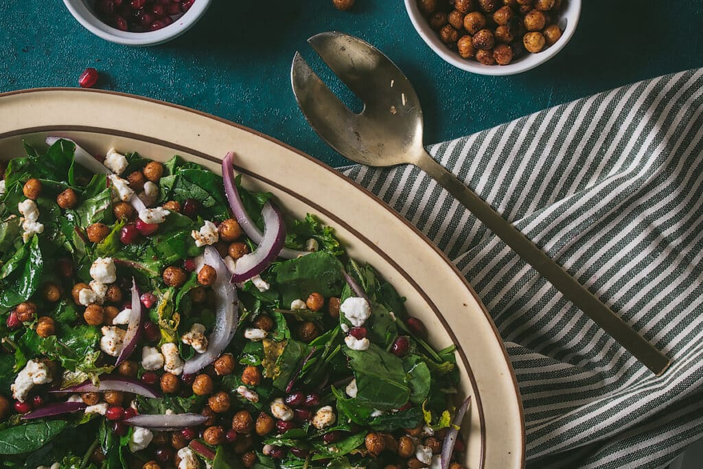 chickpea pomegranate goat cheese salad