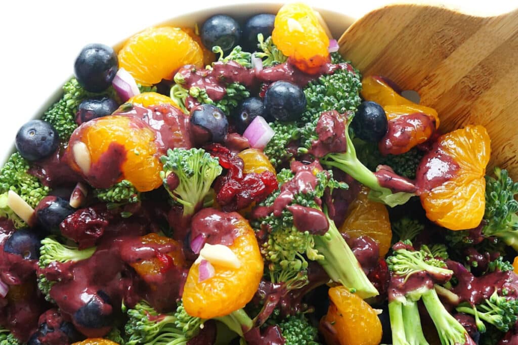 Blueberry Mandarin Broccoli Salad by Haute and Healthy Living