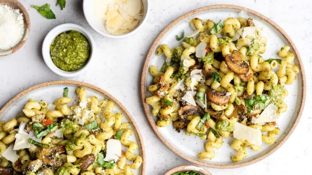 Pesto Pasta with Mushroom and Tomatoes by Life as a Strawberry