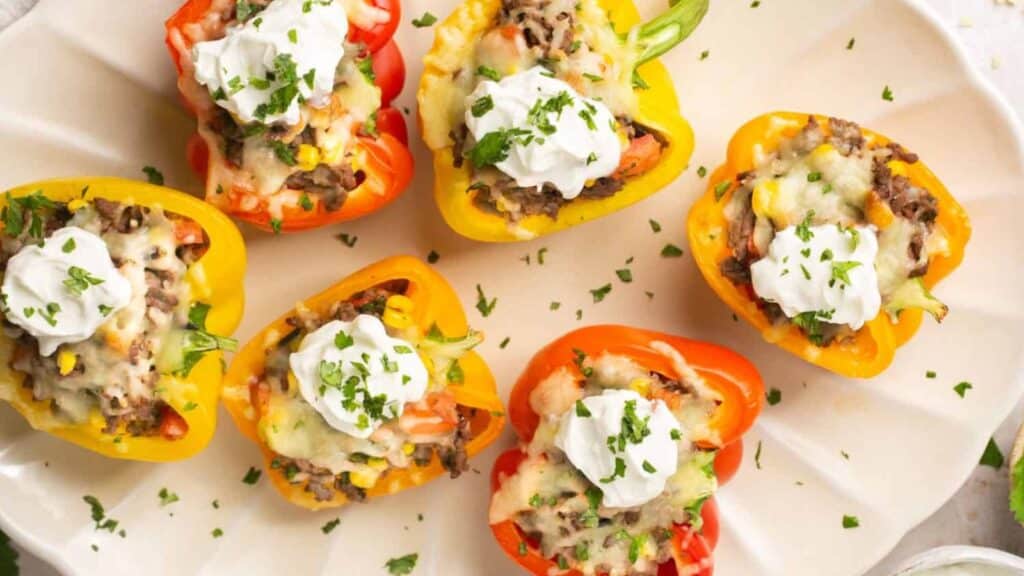 Stuffed Peppers with Ground Beef by Lauren Fit Foodie
