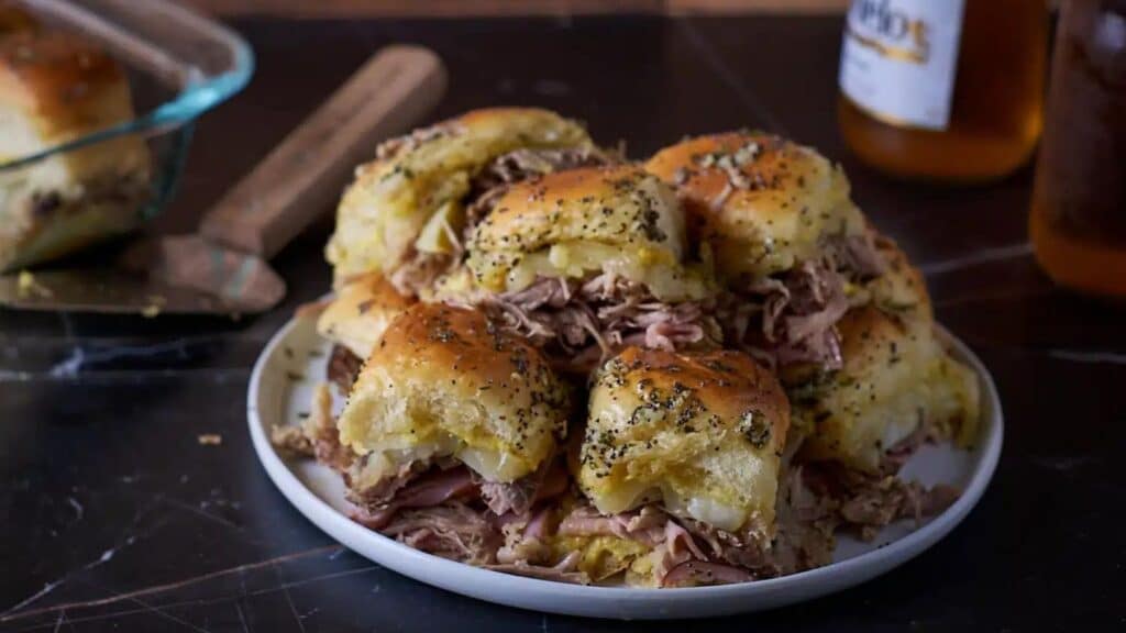 Cuban Sliders a.k.a. Mini Medianoche Sandwiches by Gimme from Scratch