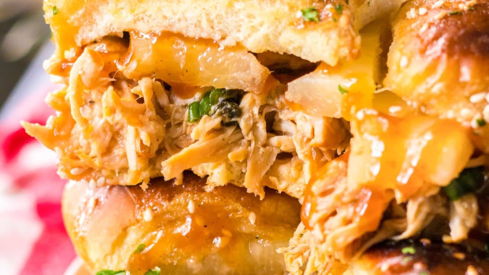 Slow Cooker BBQ Hawaiian Roll Chicken Sliders by On My Kids Plate