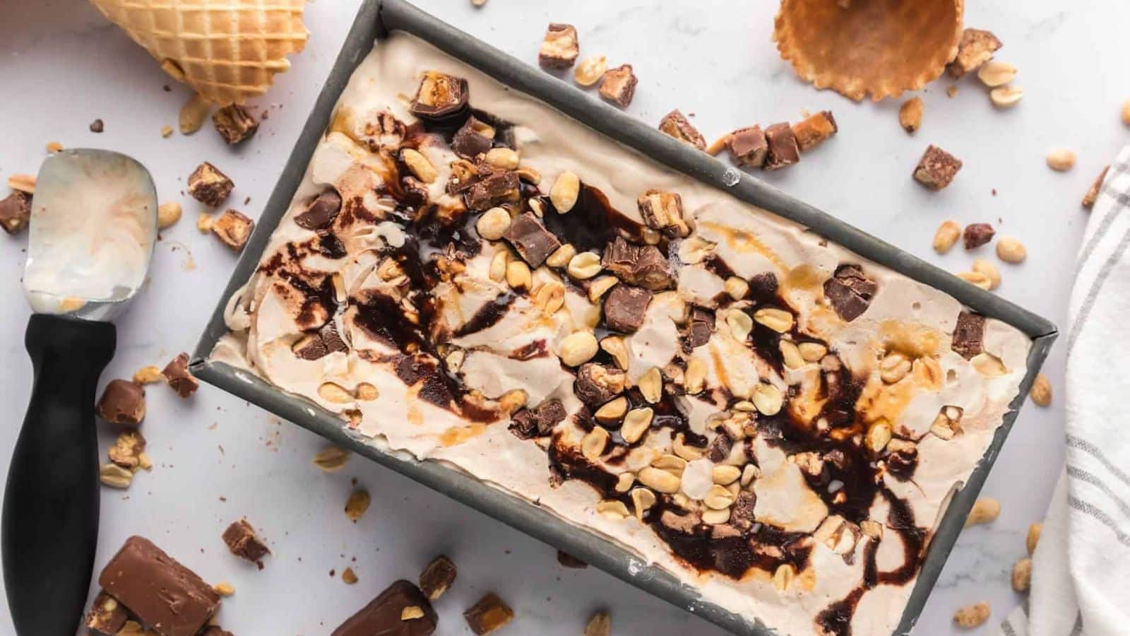 Snickers Ice Cream by Grits and Pinecones