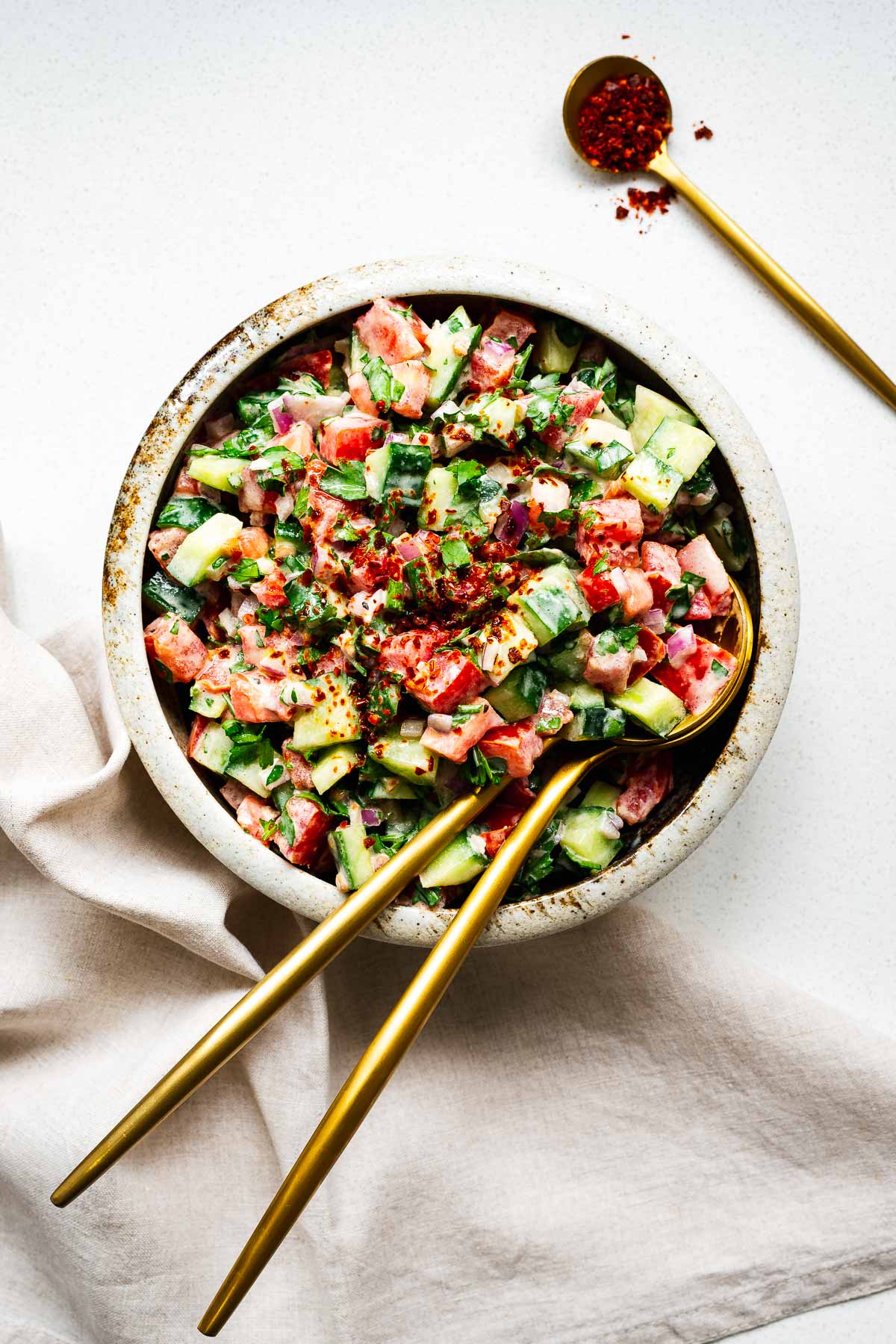 Tomato Cucumber Tahini Salad by Non Guilty Pleasures FI