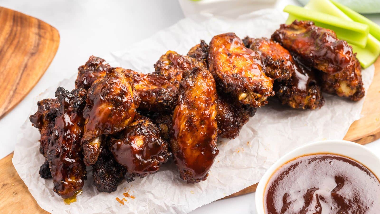 Air Fryer BBQ Chicken Wings by She's Not Cookin'