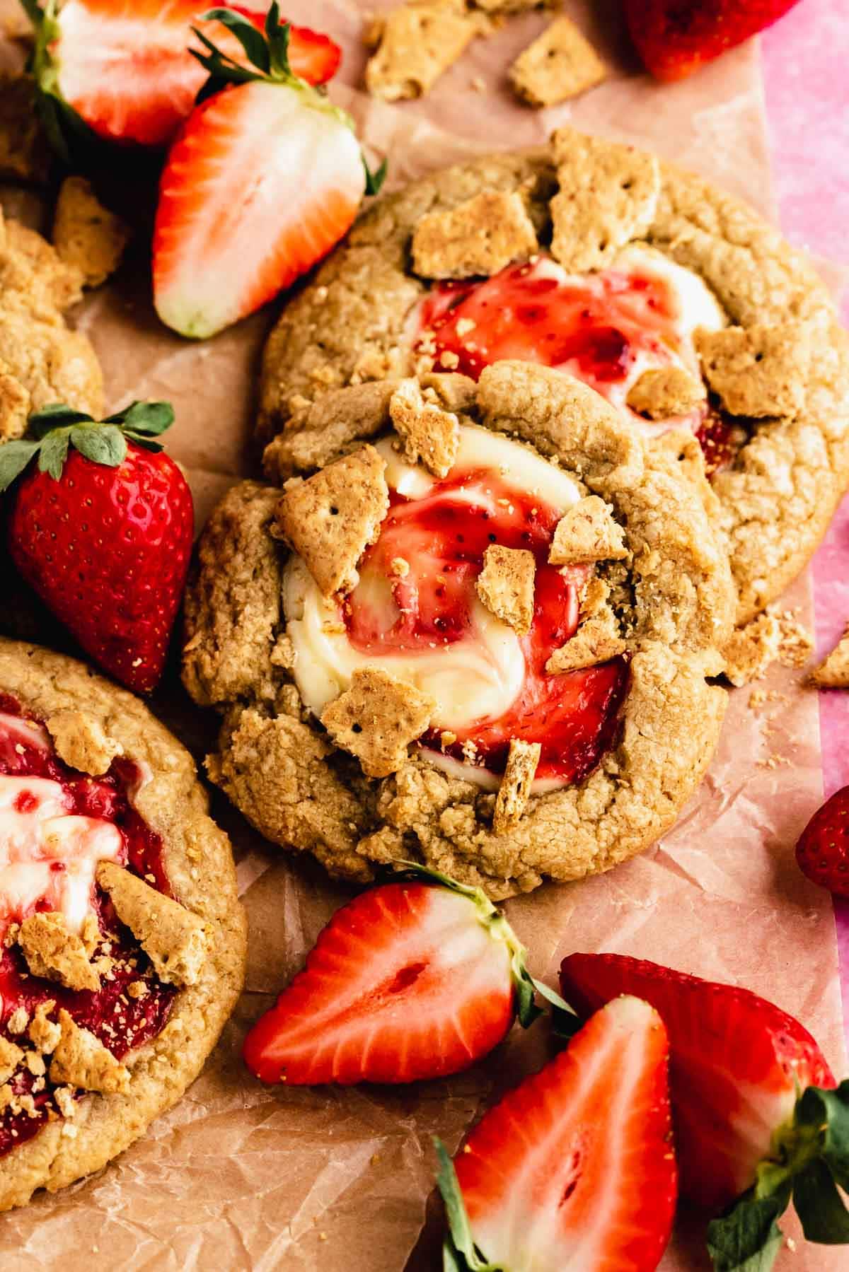 Strawberry Cheesecake Cookies by Flouring Kitchen