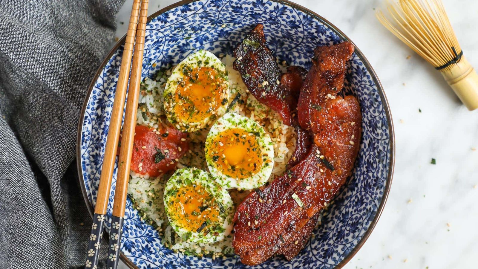 Bacon and Egg Breakfast Rice Bowl by The Heirloom Pantry