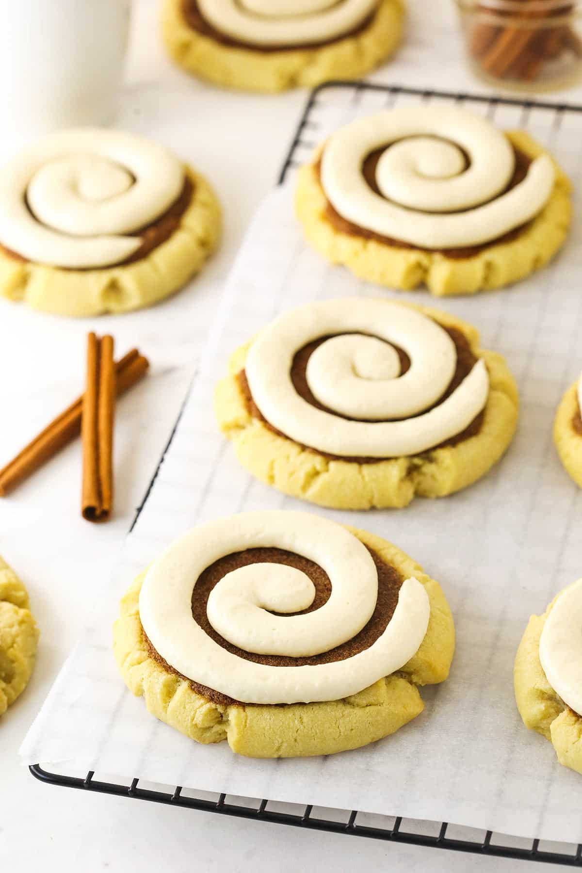 Copycat Crumbl Cinnamon Roll Cookies by Life, Love and Sugar