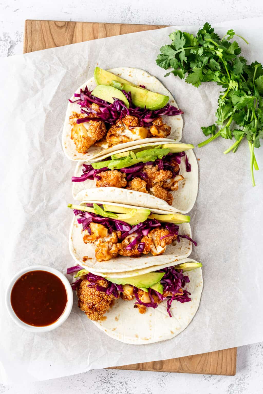 EASY ROASTED BBQ CAULIFLOWER TACOS (VEGAN) by Toshi's Table