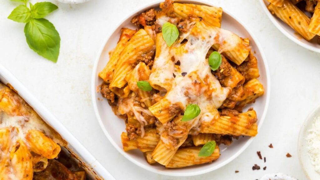 What's For Dinner? 21 Ground Beef Recipes Easy Baked Rigatoni with Ground Beef by Semi Homemade Kitchen