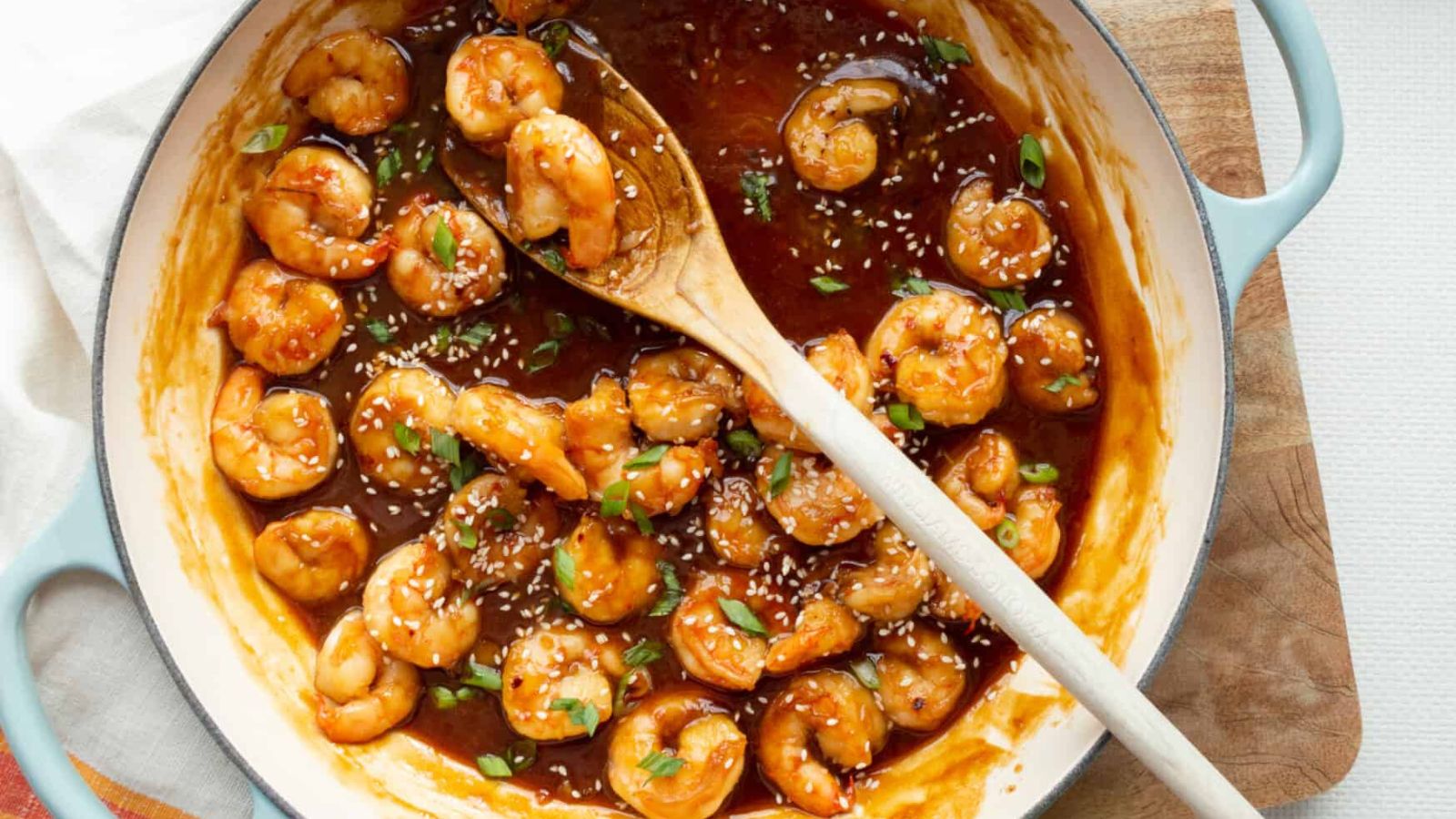 Easy Skillet Shrimp with Homemade Honey Garlic Sauce by Little Black Skillet