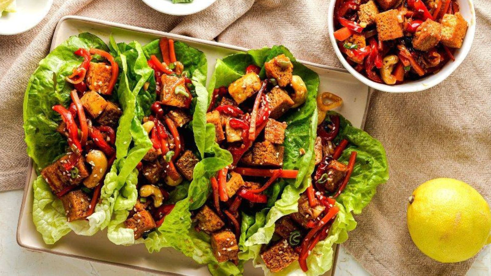 Easy Teriyaki Tofu Lettuce Wraps by Food, Wine and Love