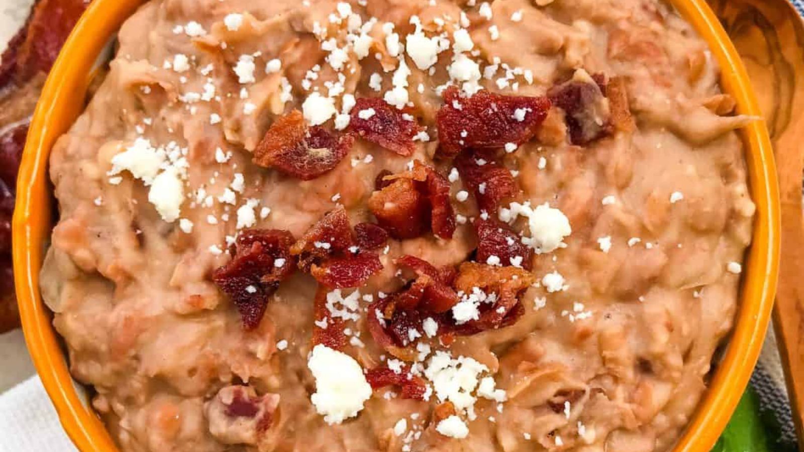 Homemade Bacon Refried Beans by Three Olives Branch