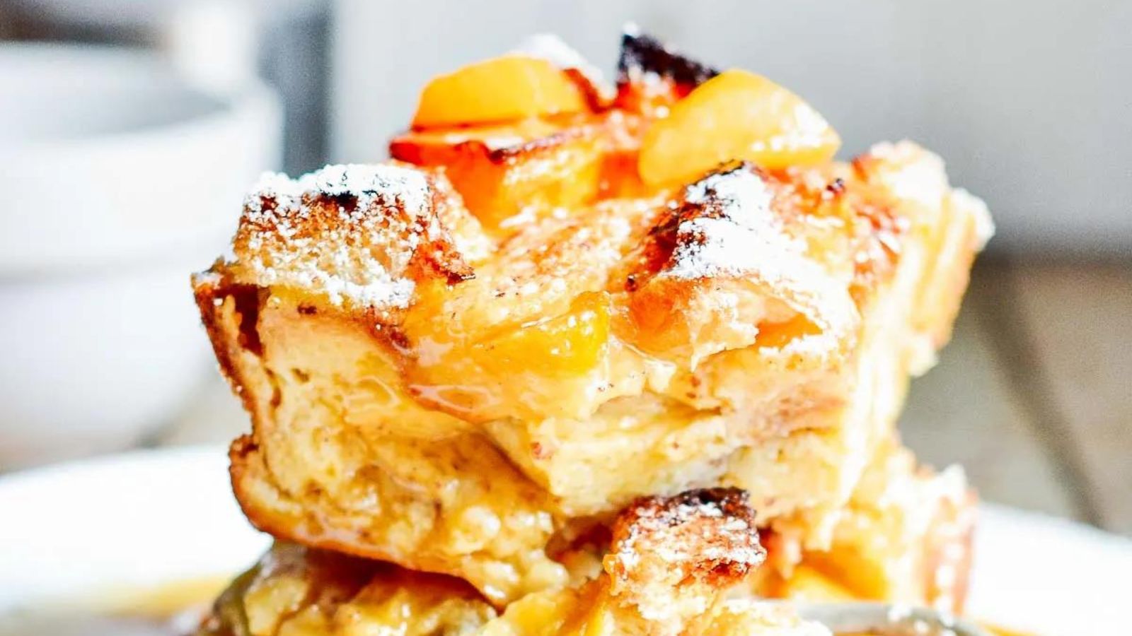 21 Casseroles That'll Change the Way You Think About Dinner Peach French Toast Casserole by Baba Ganosh