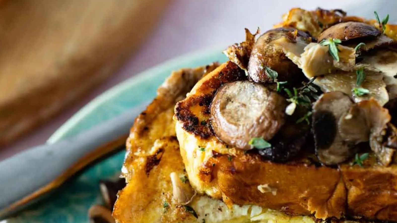19 French Toast Recipes That'll Be a Hit at Breakfast Savory French Toast with Garlicky Mushrooms and Thyme by Chocolate's and Chai