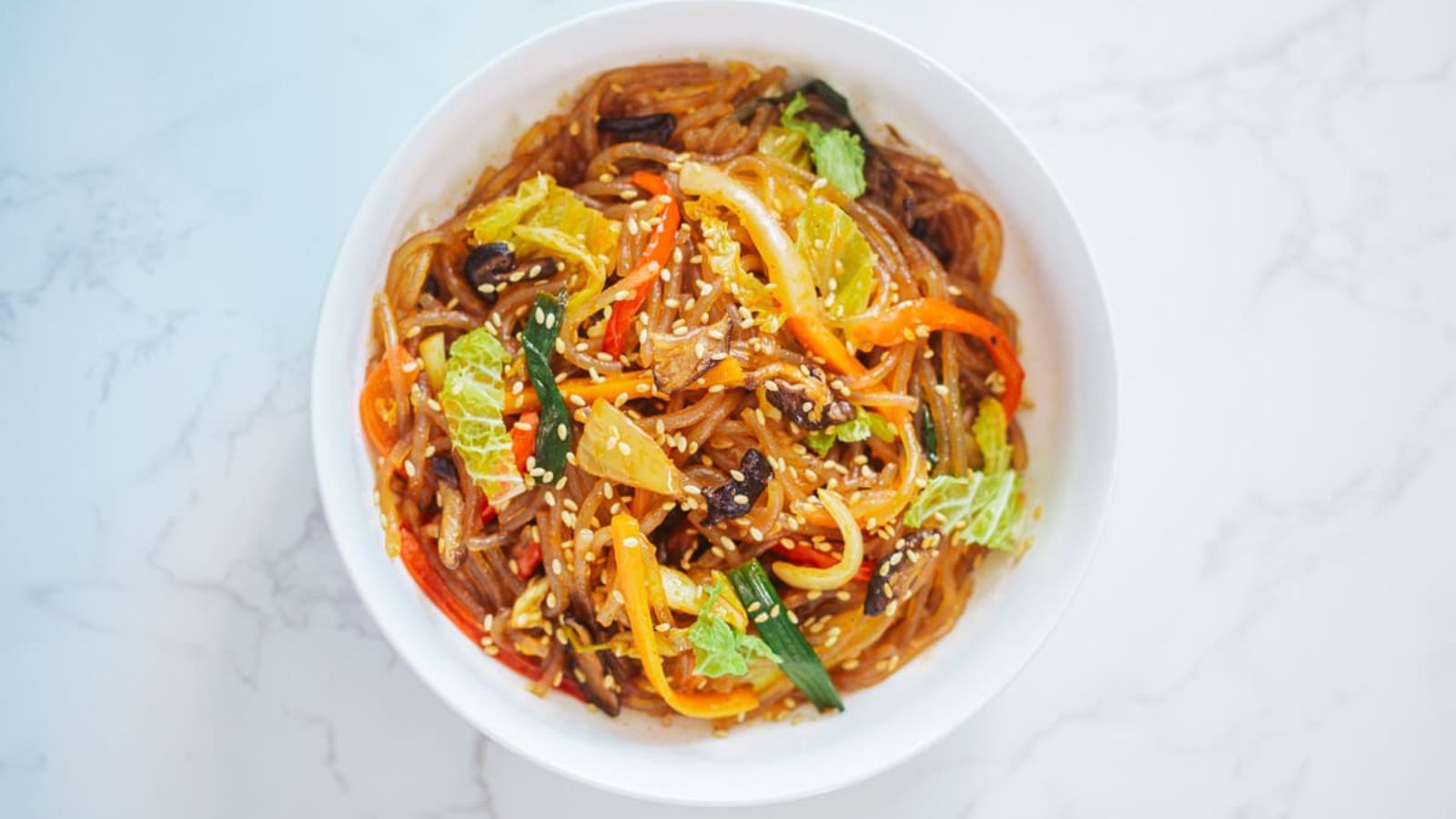 Spicy Vegan Japchae by The Seaside Calls