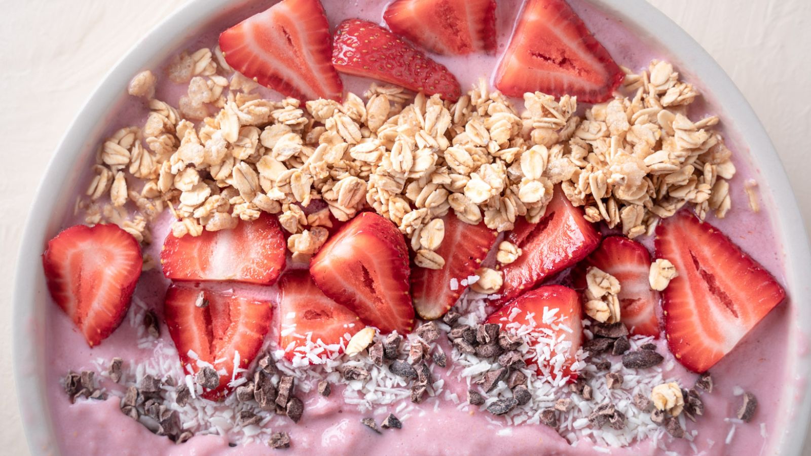 Too Pretty to Eat? 15 Vibrant Smoothie Bowls Strawberry Smoothie Bowl by Addy Bean