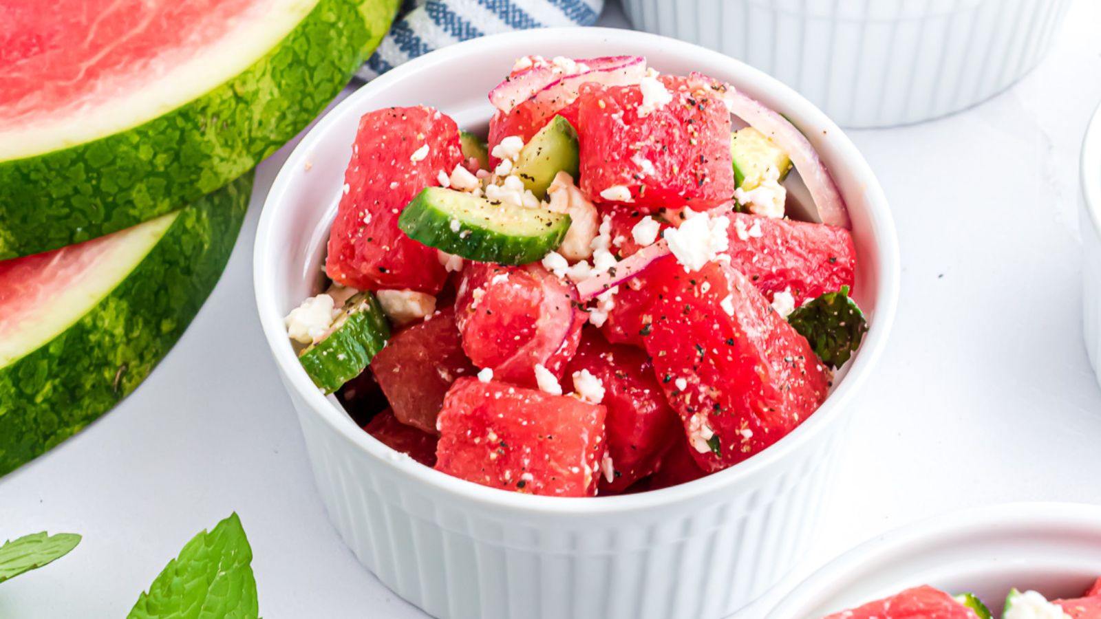 Host the Ultimate Fourth of July Cookout with These 28 Last Minute BBQ Recipes Watermelon Salad with Goat Cheese by Salads Soups and Sweets
