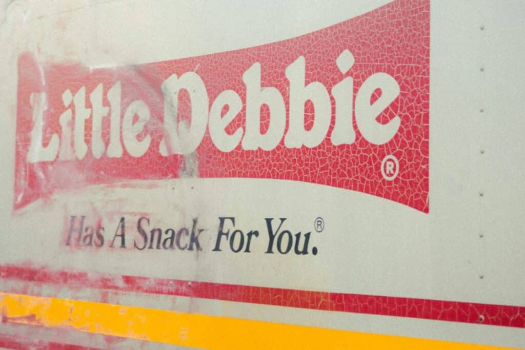 Side of a truck with the Little Debbie logo.