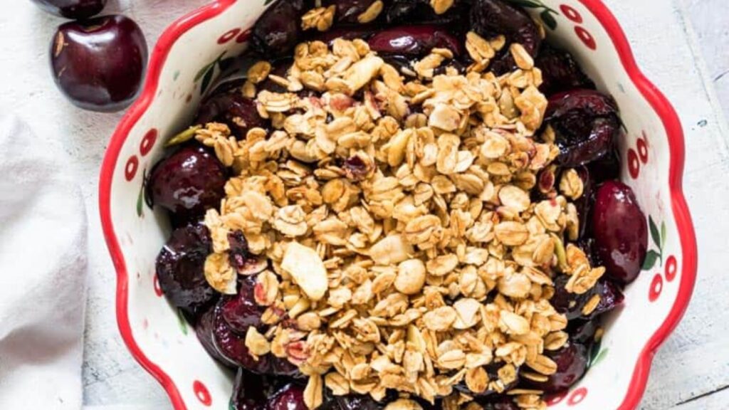 21 Cherry-licious Recipes to Try Now Air Fryer Cherry Crisp by Recipes From A Pantry