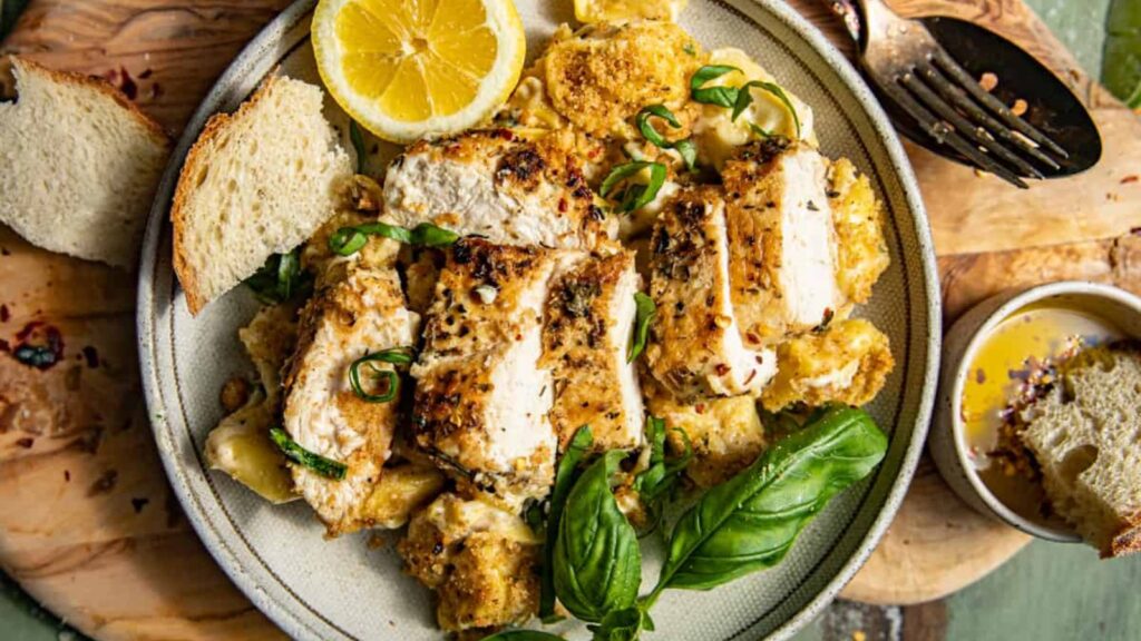 15 Flavorful Grilled Chicken Recipes Asiago Tortelloni Alfredo with Grilled Chicken by Britney Breaks Bread