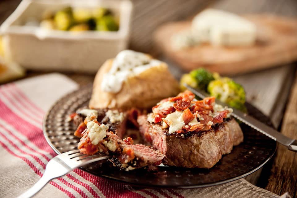 Broiled Bacon and Bleu Cheese Steak by The Creative Bite