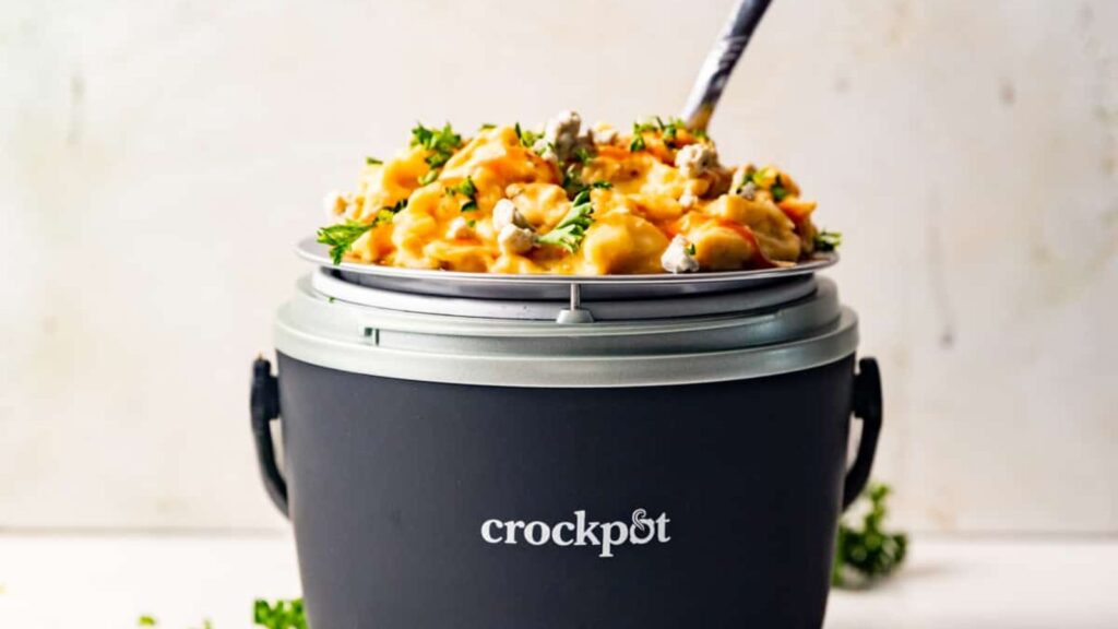 Crockpot Buffalo Chicken Mac and Cheese by Britney Breaks Bread