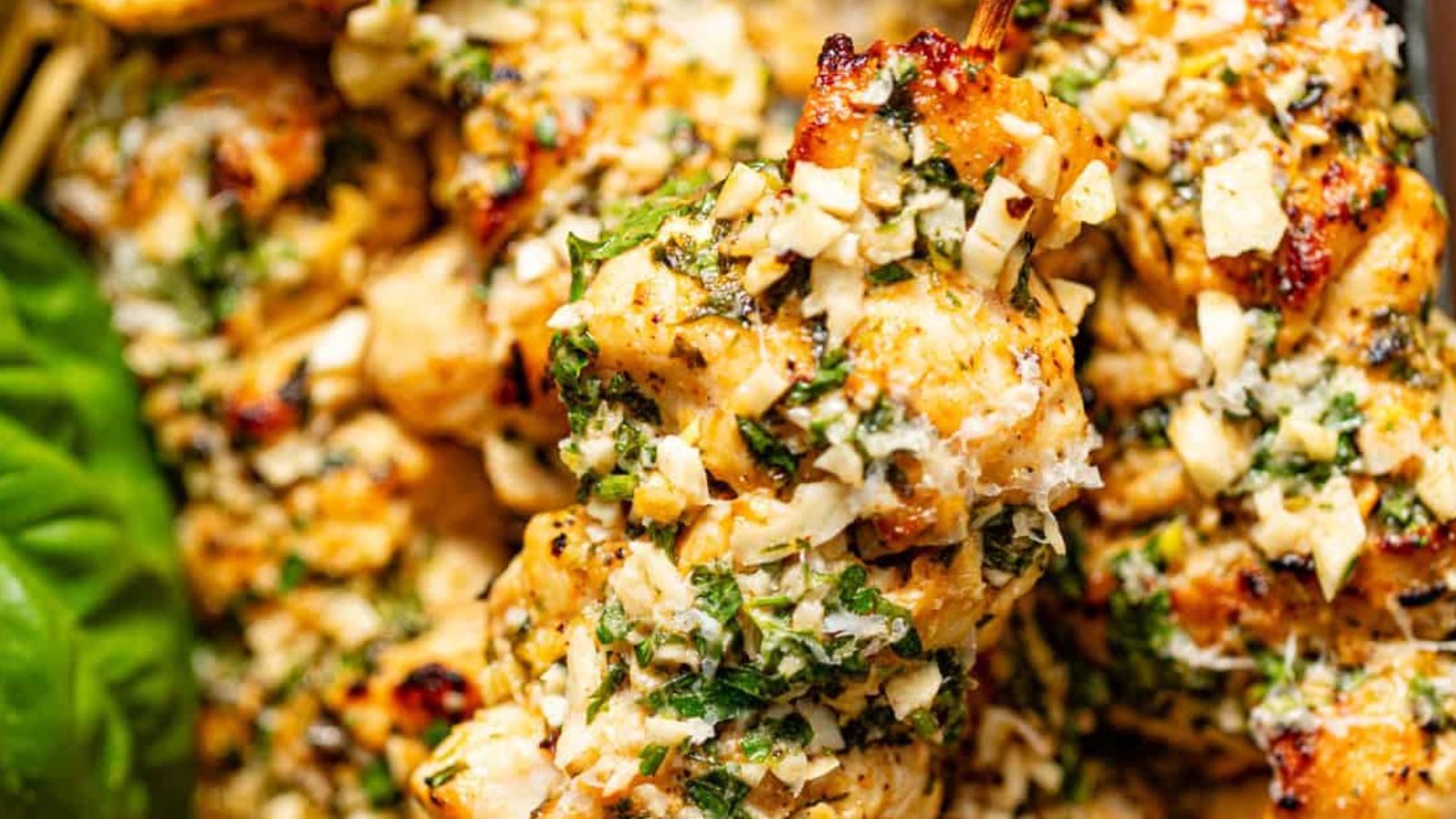 Garlic Parmesan Chicken Skewers by Britney Breaks Bread
