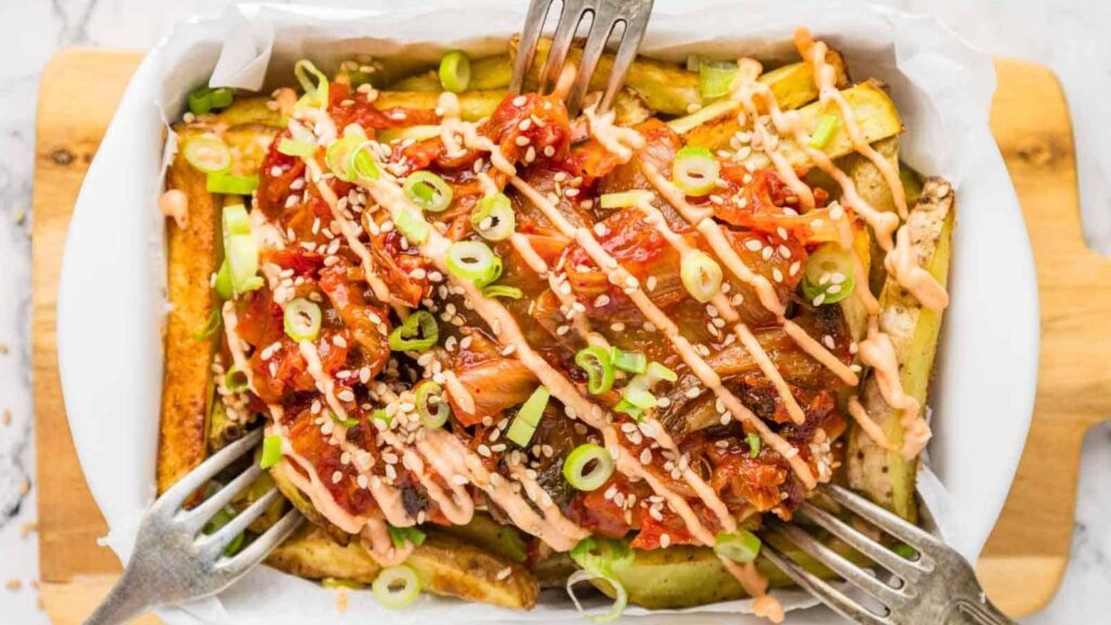 Loaded Kimchi Fries by The Fruit Jem