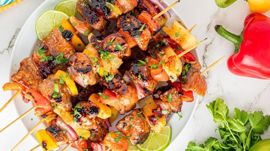 18 Sizzling Recipes for an Unforgettable Outdoor Feast Pineapple Pork Skewers by On My Kids Plate