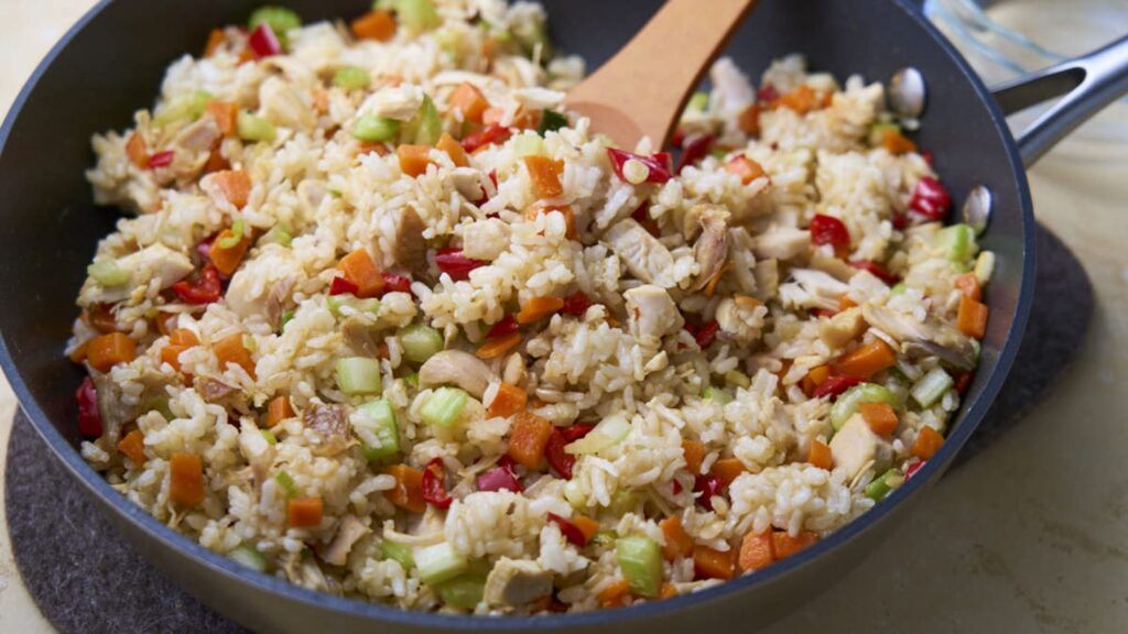 21 Tasty Recipes For Your Leftover Rotisserie Chicken Rotisserie Chicken Fried Rice by Home Time Activities
