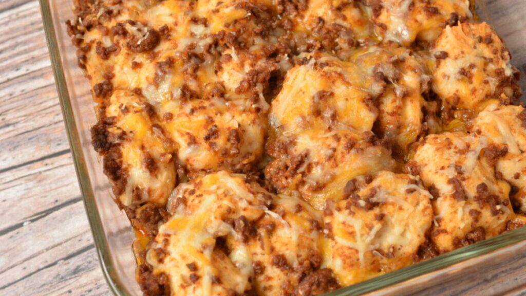 "Where Has This Been All My Life?" 14 Bubble Up Recipes Sloppy Joe Biscuit Casserole by The Cookin' Chicks
