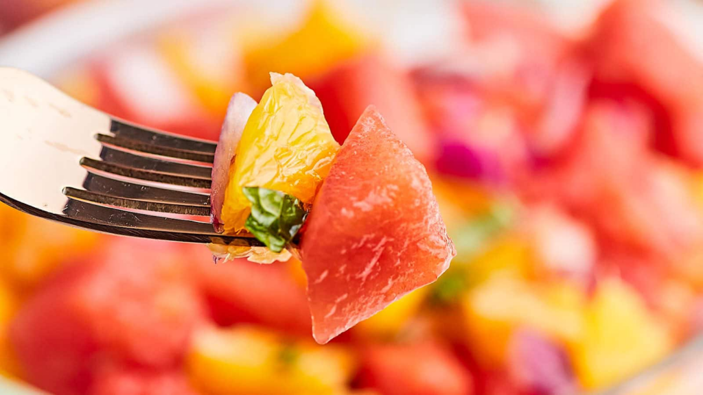 16 Recipes to Turn Watermelon Into Your New Favorite Obsession Watermelon and Orange Salad by Cheerful Cook