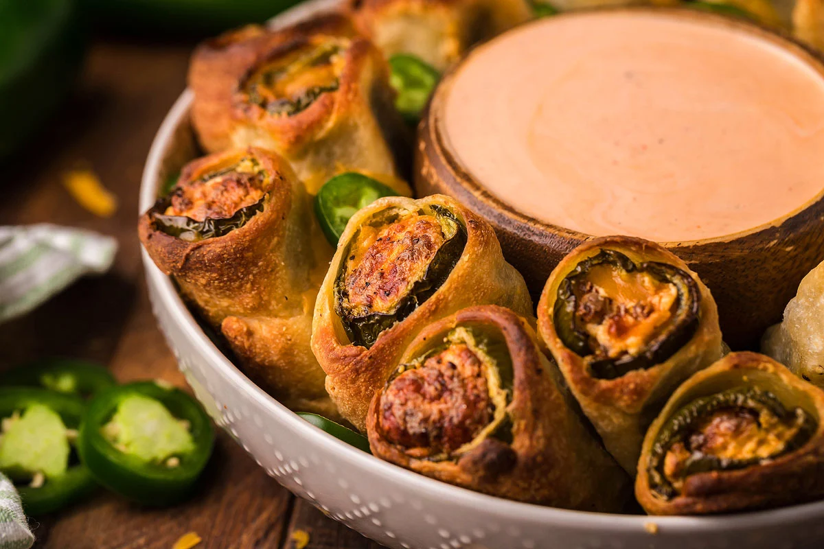 Picnic Like a Pro: 25 Crowd Pleasing Sides You Haven't Tried Yet Air Fryer Pull Apart Jalapeño Popper Rolls by Xoxo Bella