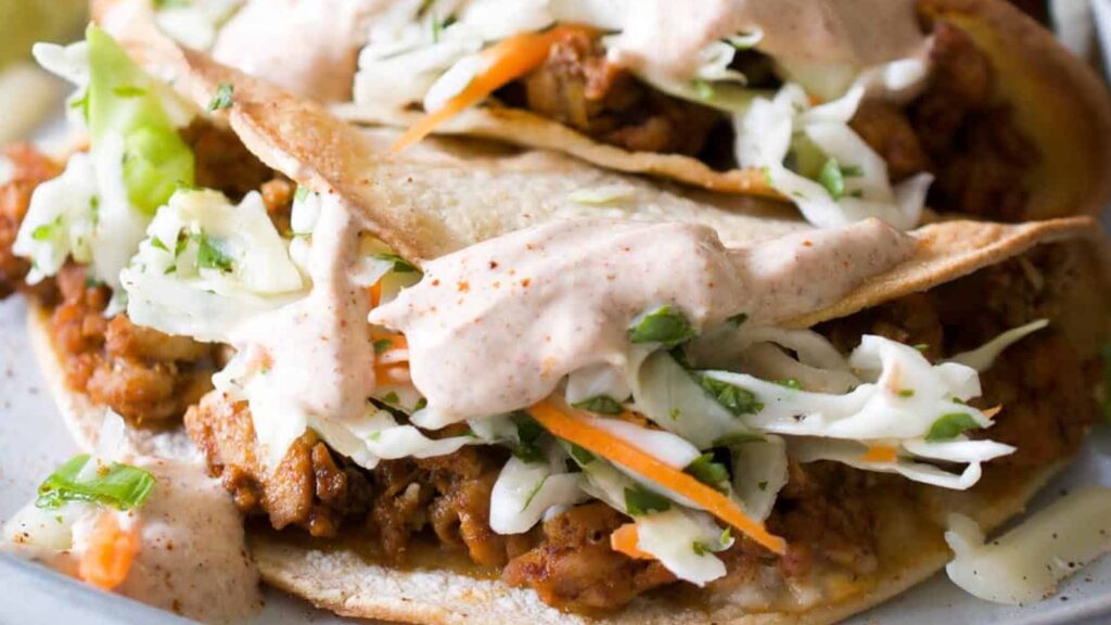 Baked Crispy Ground Turkey Tacos with Quick Slaw by Sip and Sanity