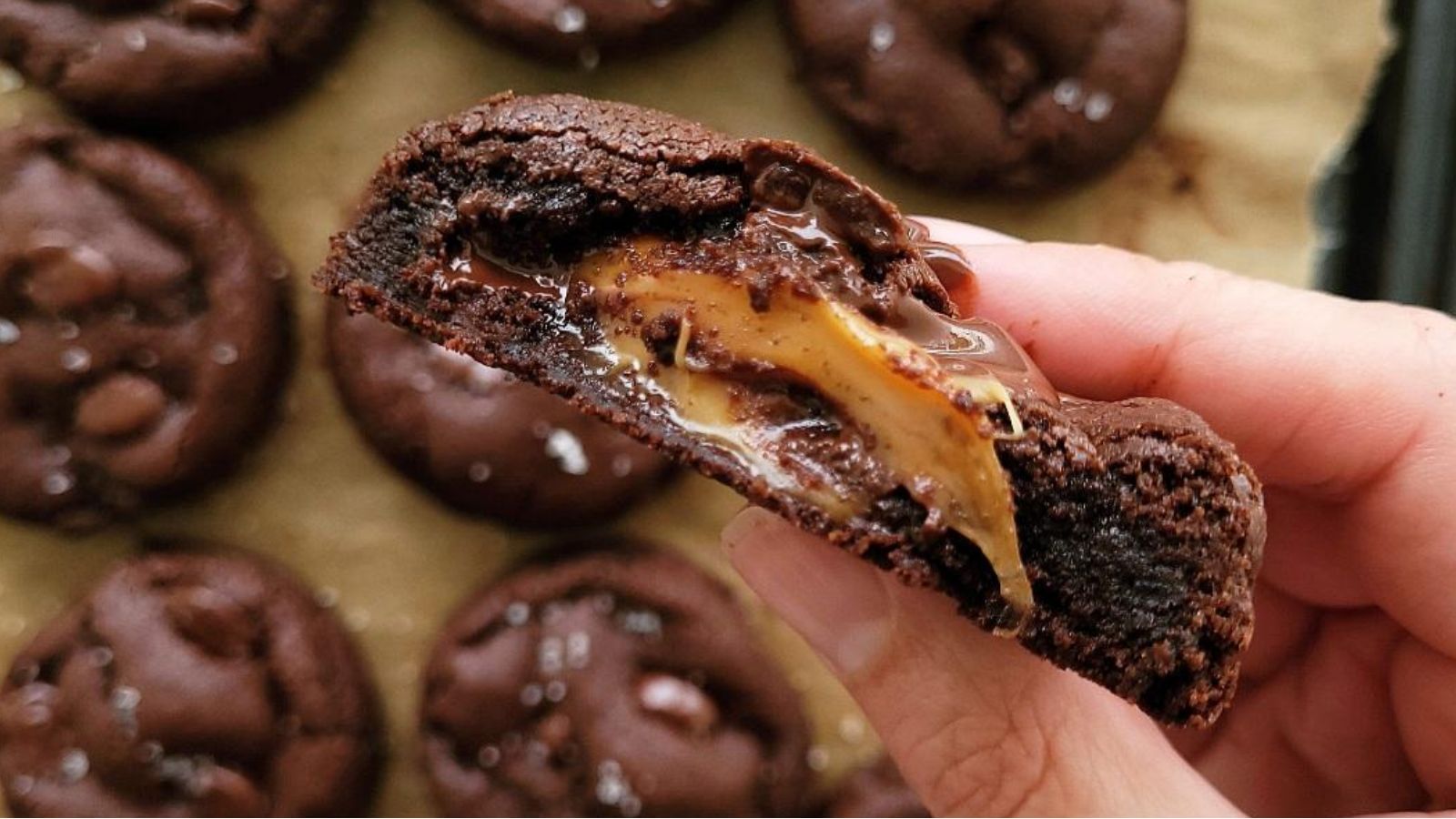 Double Trouble: 22 Stuffed Cookies Chocolate Caramel Cookies by Whisking Wolf