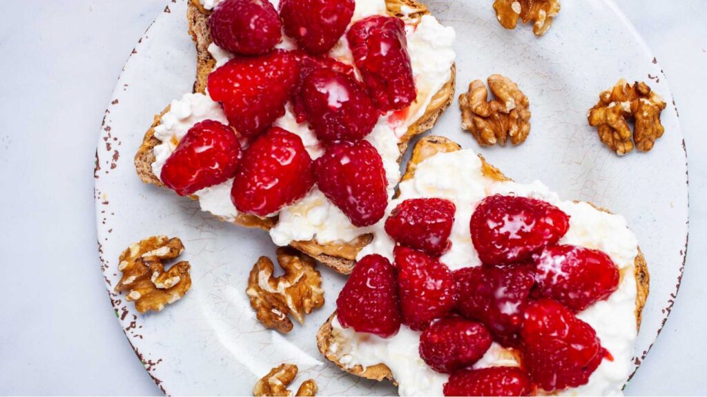 Snooze Button Specials: 21 Breakfasts 30 Minutes Or Less Peanut Butter Cottage Cheese Toast With Fresh Berries by My Chef's Apron