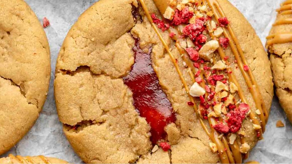 Double Trouble: 22 Stuffed Cookies Peanut Butter and Jelly Cookies by The Cozy Plum