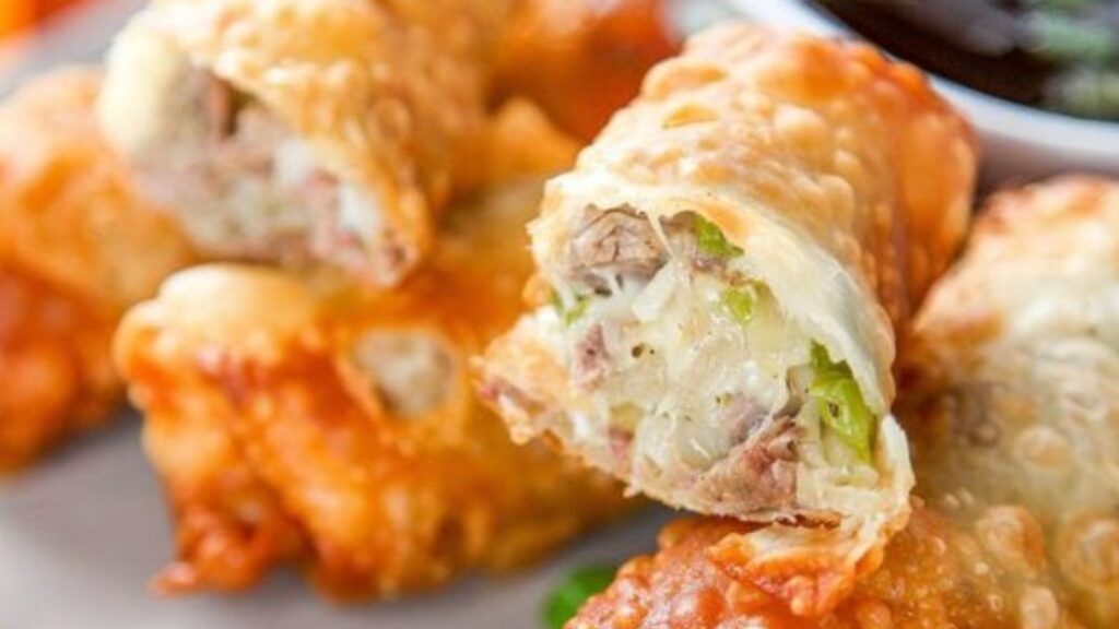 Roll With It: 18 Unique Egg Roll Recipes Philly Cheesesteak Egg Rolls by Baking Beauty